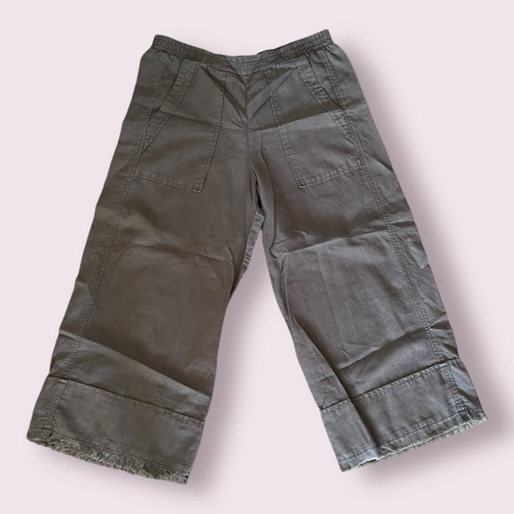 Pharoah Collection Pants - Pharaoh Collection Army Green Wide Leg Crop Pants